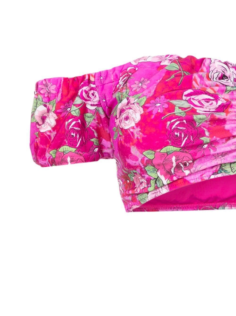 Shop Amir Slama Off-shoulder Floral-print Bikini In Pink