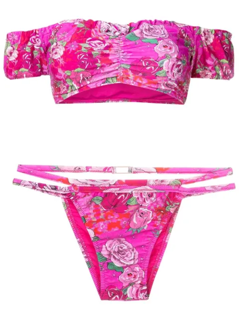 Amir Slama off-shoulder floral-print bikini