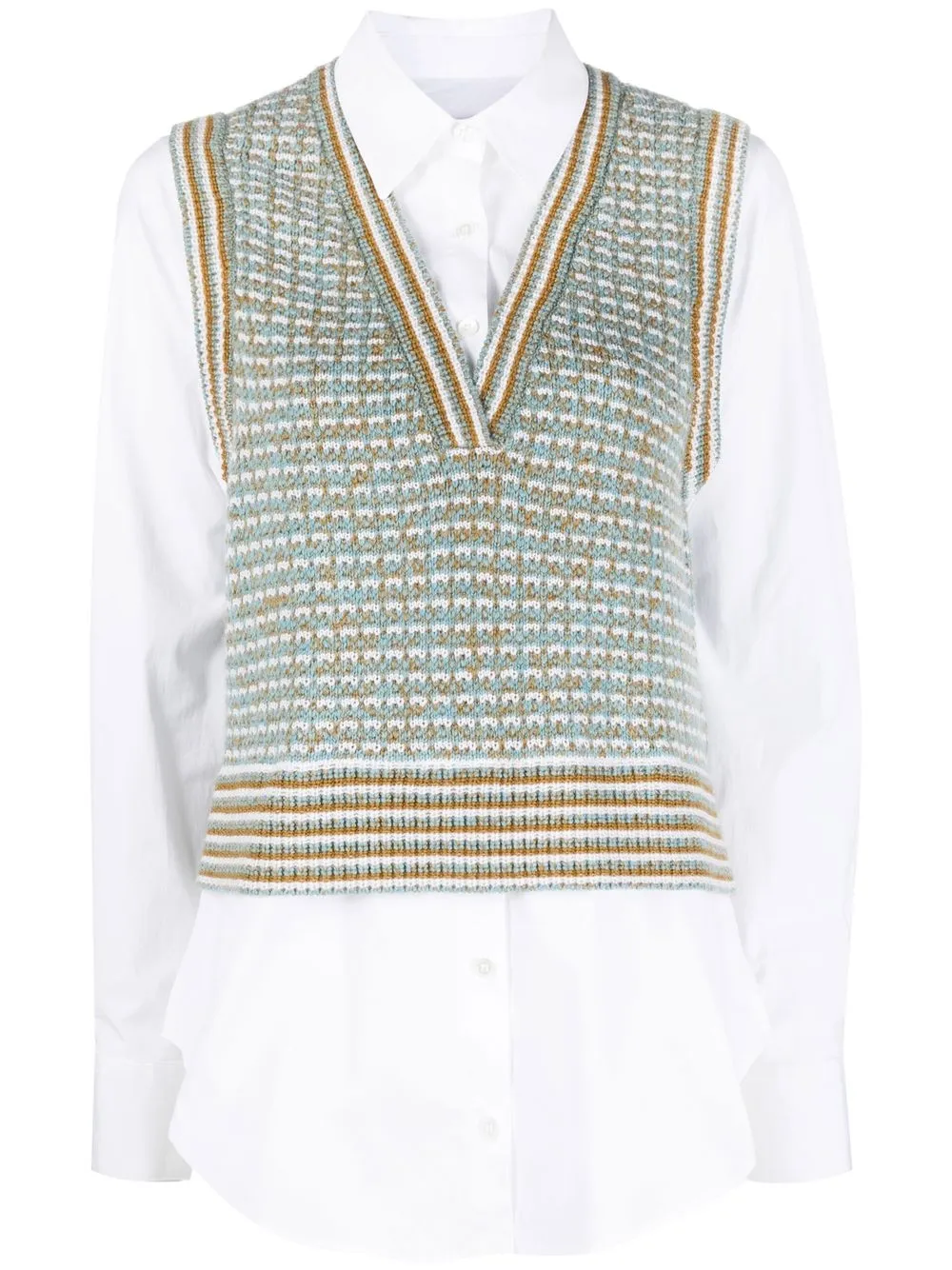 

Veronica Beard Serwa layered-effect knitted top - Blue