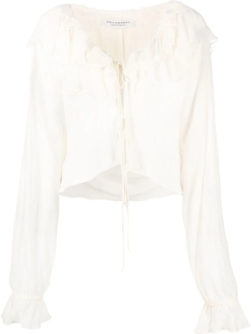 

Philosophy Di Lorenzo Serafini blusa con volantes y cuello en V - Blanco