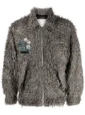 Song For The Mute pain-splatter faux-shearling jacket - Grey