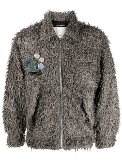 Song For The Mute pain-splatter faux-shearling jacket