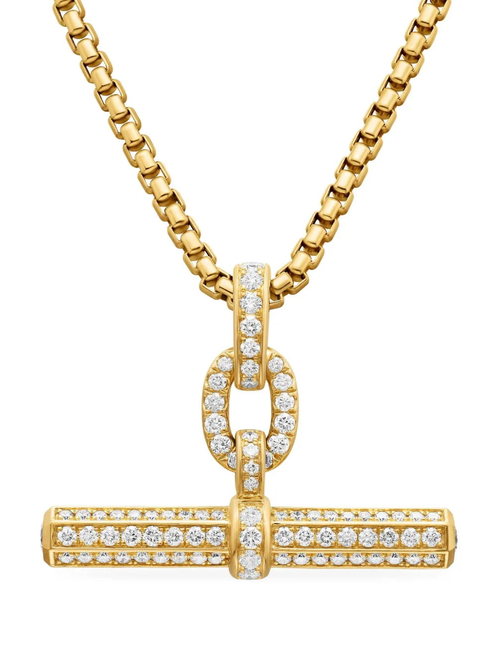 David Yurman 렉싱턴 E/W 배럴 18K 옐로 골드 다이아몬드 펜던트 36mm | 골드 톤 | Image 1
