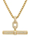 David Yurman 18kt yellow gold Lexington E/W Barrel diamond pendant (36mm)