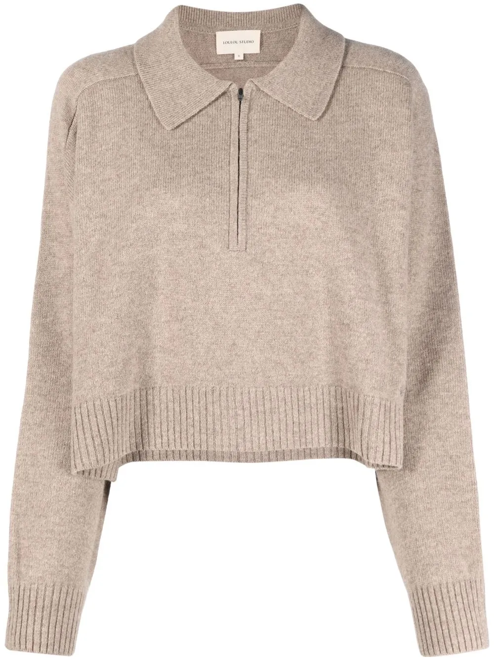 

Loulou Studio long-sleeve half-zip jumper - Brown