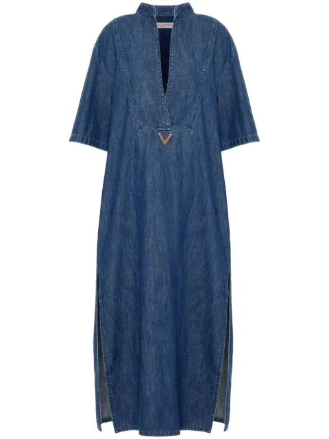 Valentino logo plaque denim kaftan