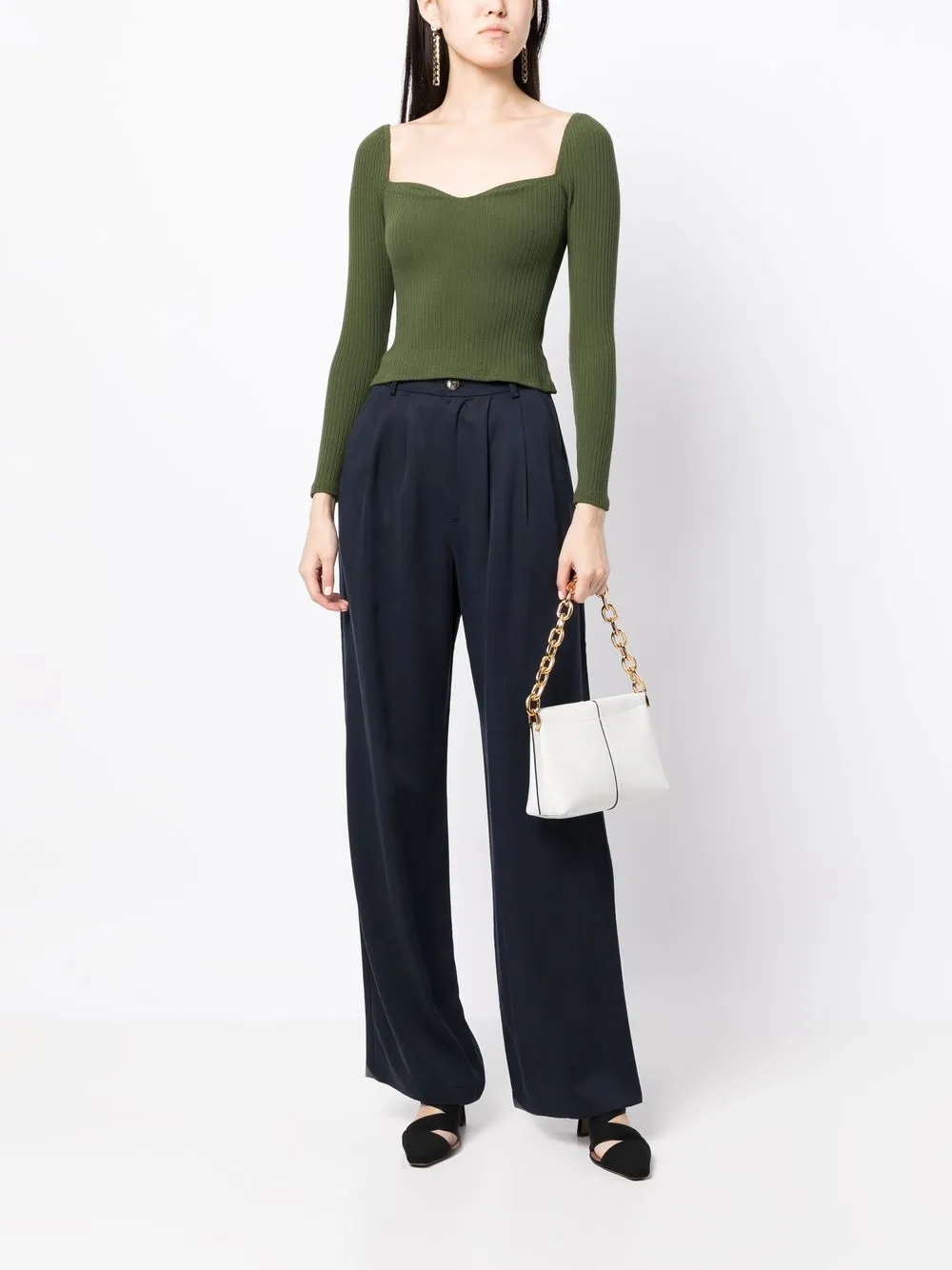 Reformation Broek met wijde pijpen - Blauw