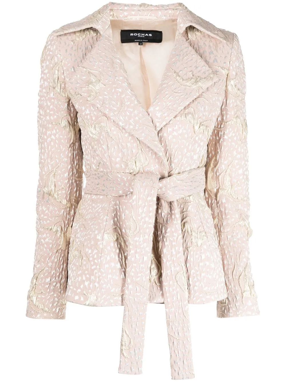 Rochas patterned jacquard belted jacket - Pink