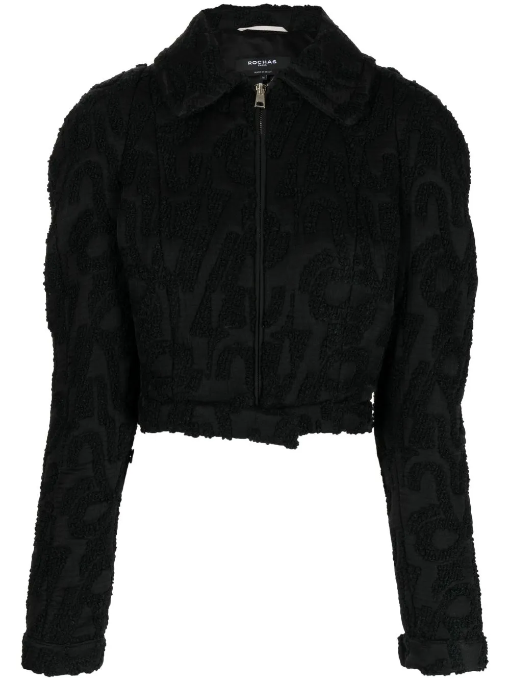 

Rochas logo-jacquard cropped jacket - Black
