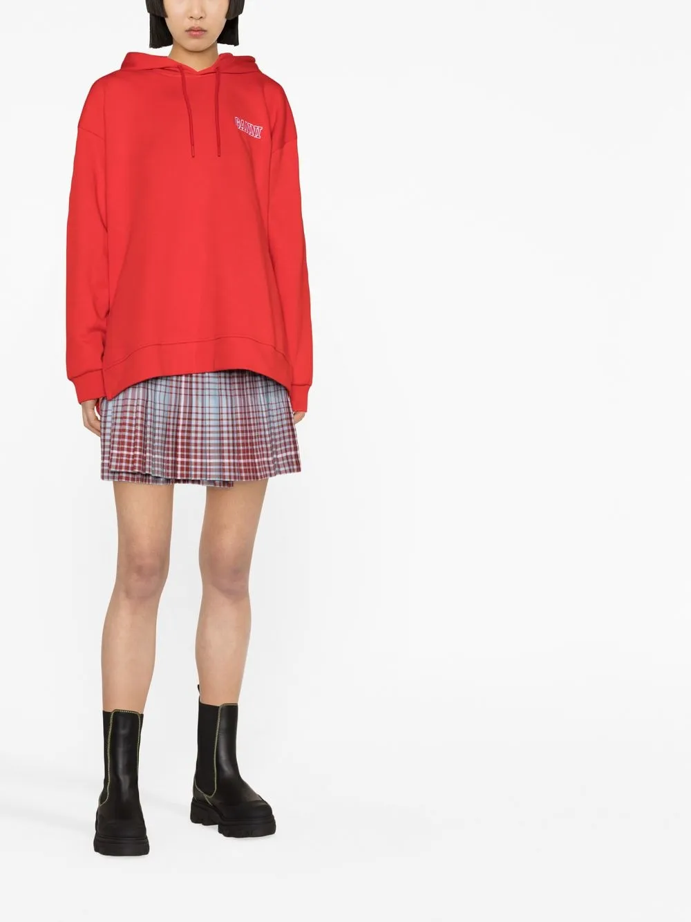 GANNI Hoodie met geborduurd logo - Rood