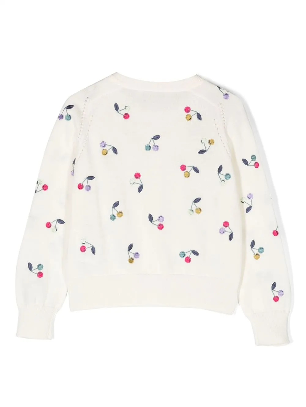 Bonpoint Vest met kersenmotief - Wit