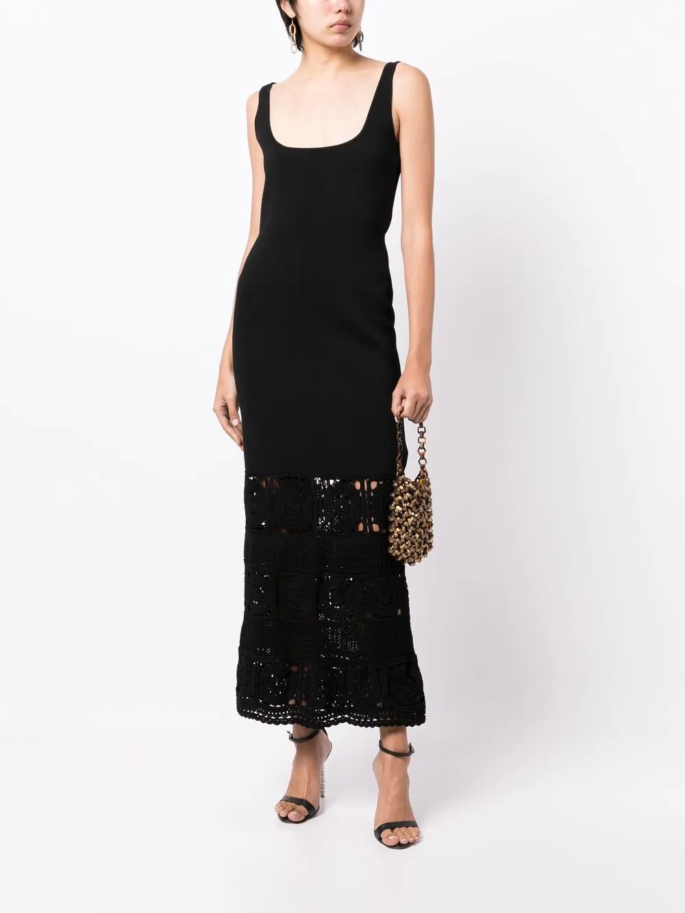 Rebecca Vallance Midi-jurk met vierkante hals - Zwart