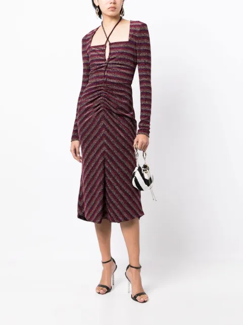Rebecca Vallance glitter-striped keyhold detail dress 22041918 - 1