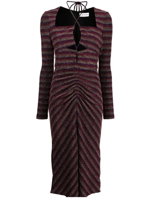 glitter-striped keyhold detail dress
