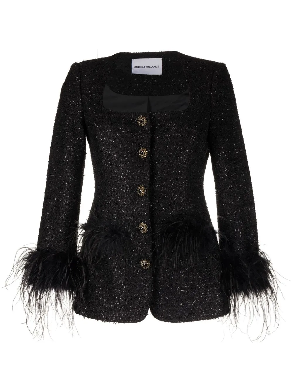 

Rebecca Vallance Jourdan feather-trim jacket - Black