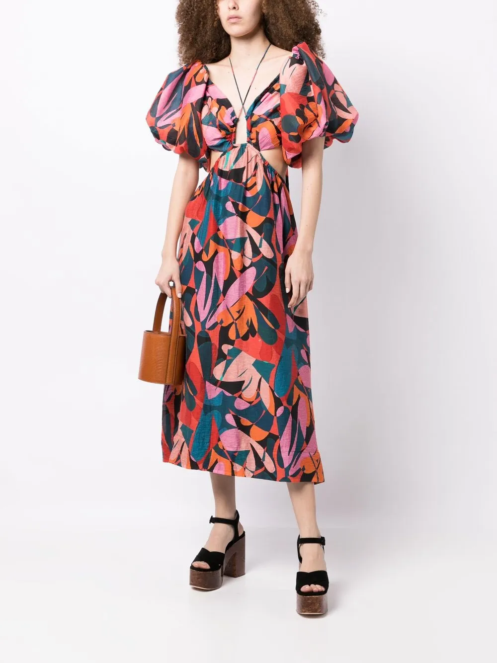 Rebecca Vallance Midi-jurk met pofmouwen - Paars