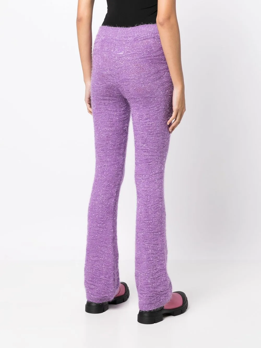 Shop Marco Rambaldi Tinsel-detail Knit Trousers In Purple