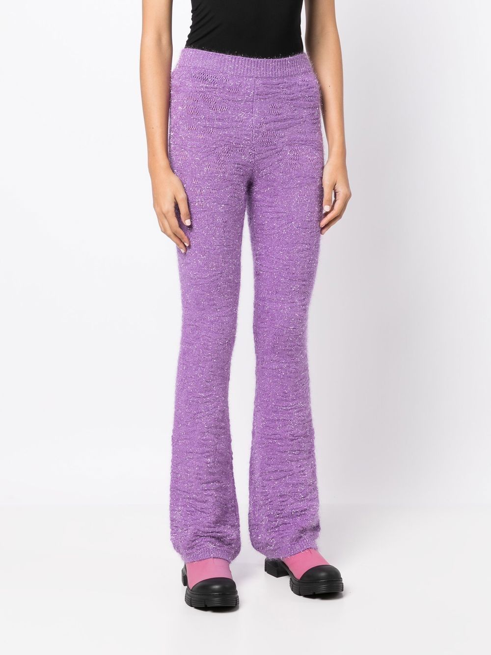 Shop Marco Rambaldi Tinsel-detail Knit Trousers In Purple