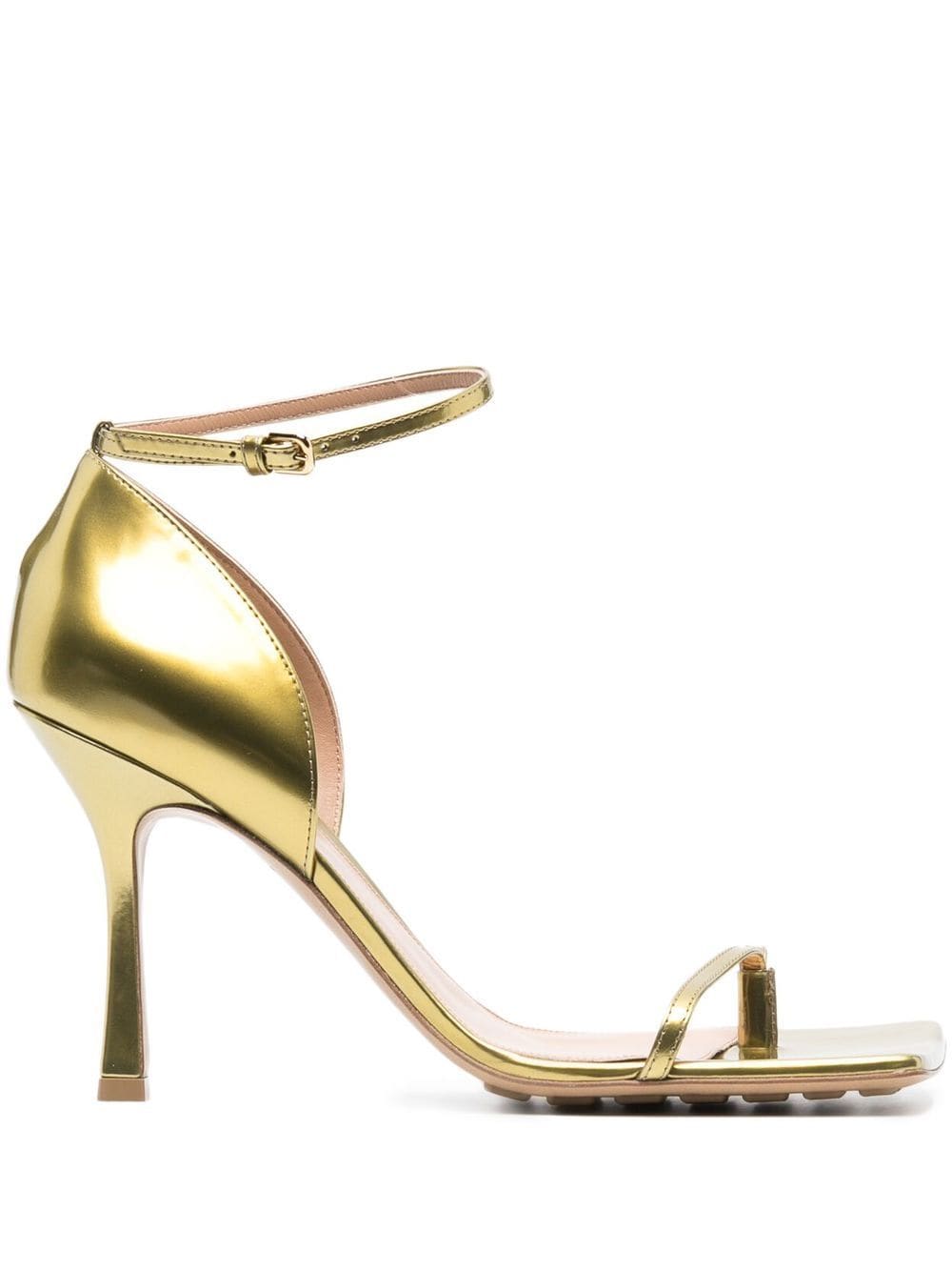 Bottega Veneta 90mm Leather Sandals In Gold