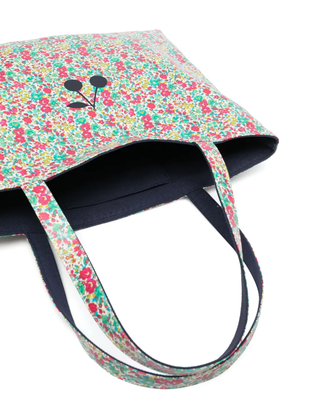 Bonpoint Shopper met bloemenprint - Groen