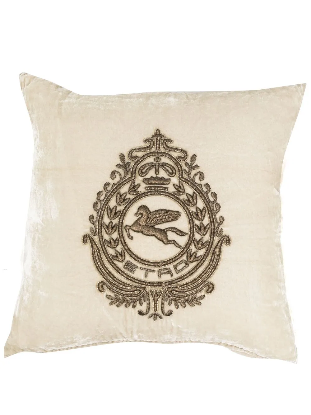 

ETRO Crest logo-embroidered cushion - Neutrals