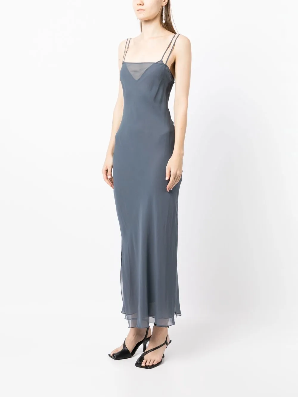 Khaite Doublelayered Maxi Dress In Blue ModeSens