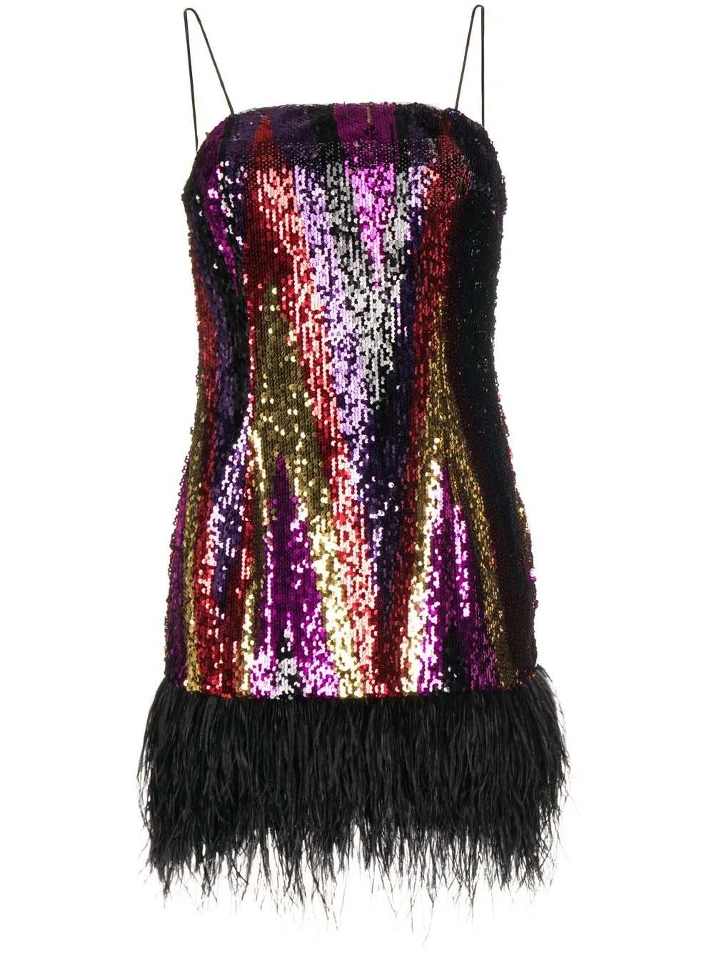 Rebecca Vallance Kaia feather-detail mini dress - Multicolour