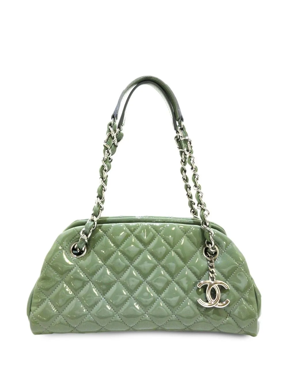 

Chanel Pre-Owned bolsa de hombro con capitonado de rombos y logo CC - Verde