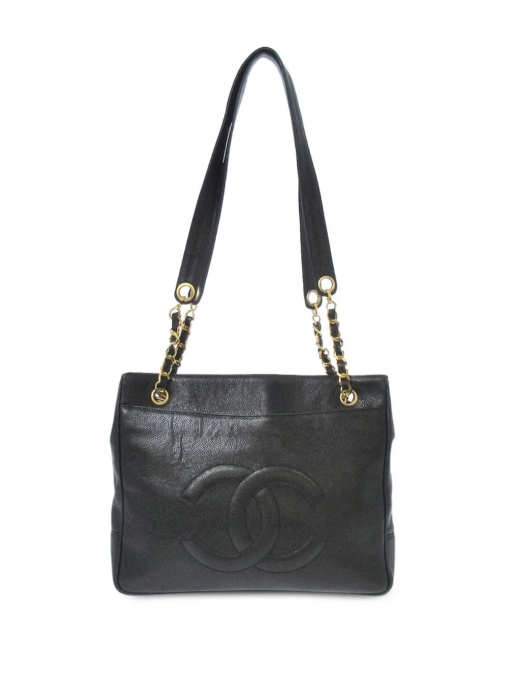 

Chanel Pre-Owned tote con logo CC en relieve - Negro