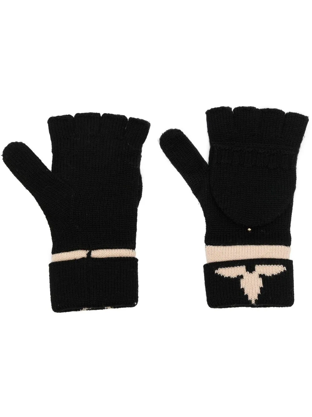

Louis Vuitton 2010 pre-owned intarsia-logo knitted gloves - Black
