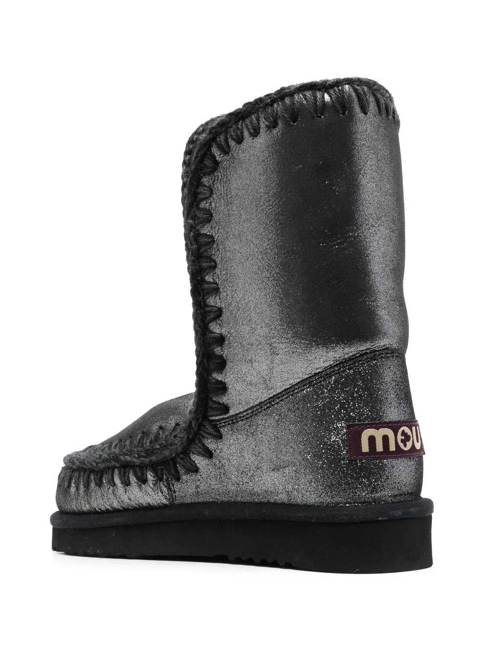 Mou metallic whipstitch-trim boots Grey