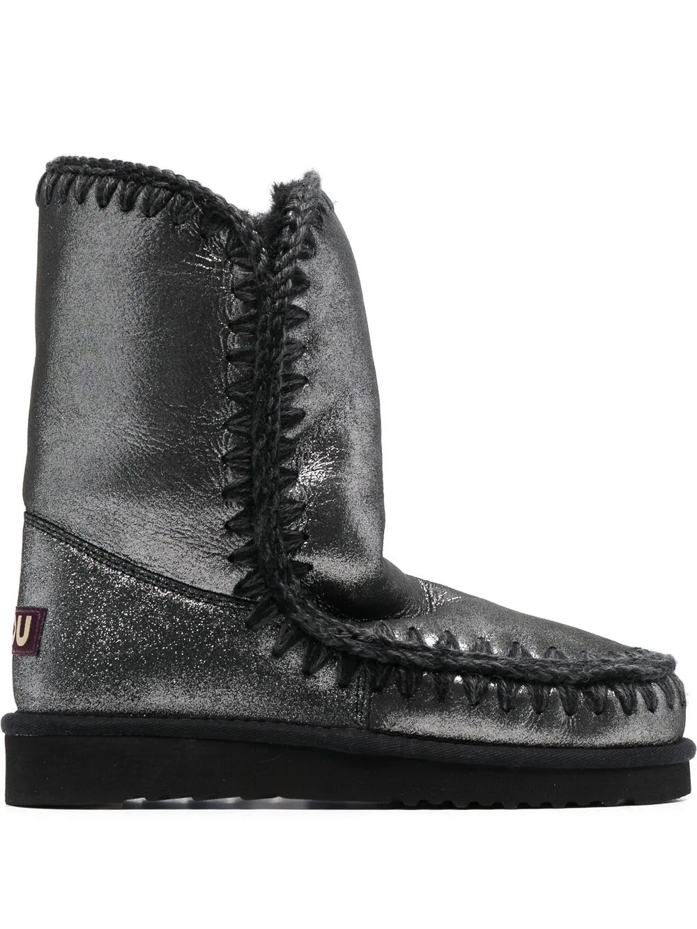 

Mou botas metalizadas con ribete sobrehilado - Gris