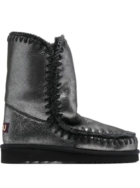 Mou metallic whipstitch-trim boots