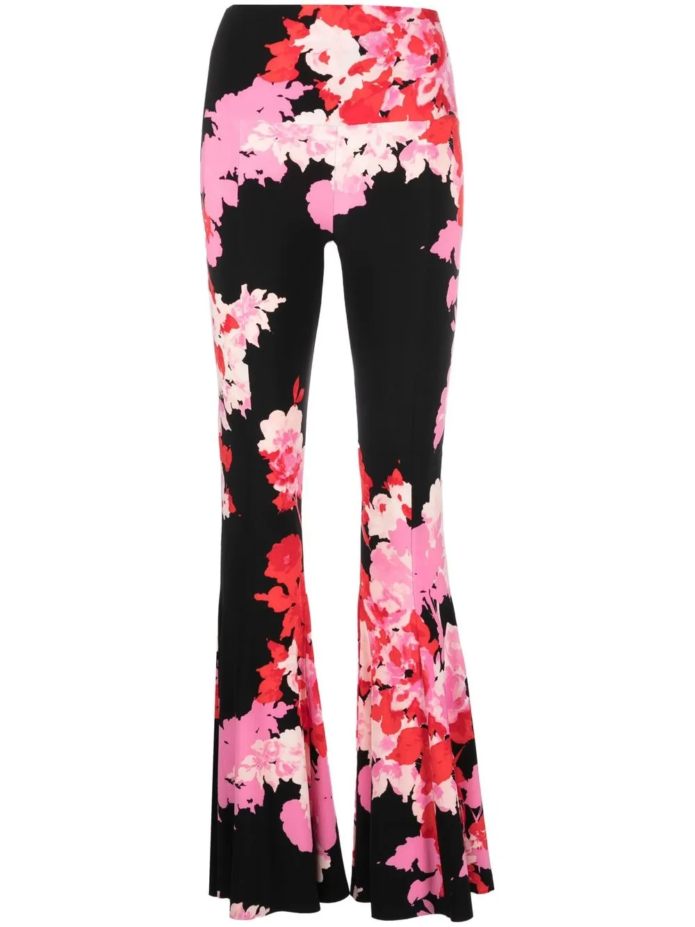 Norma Kamali floral-print flared trousers - Black