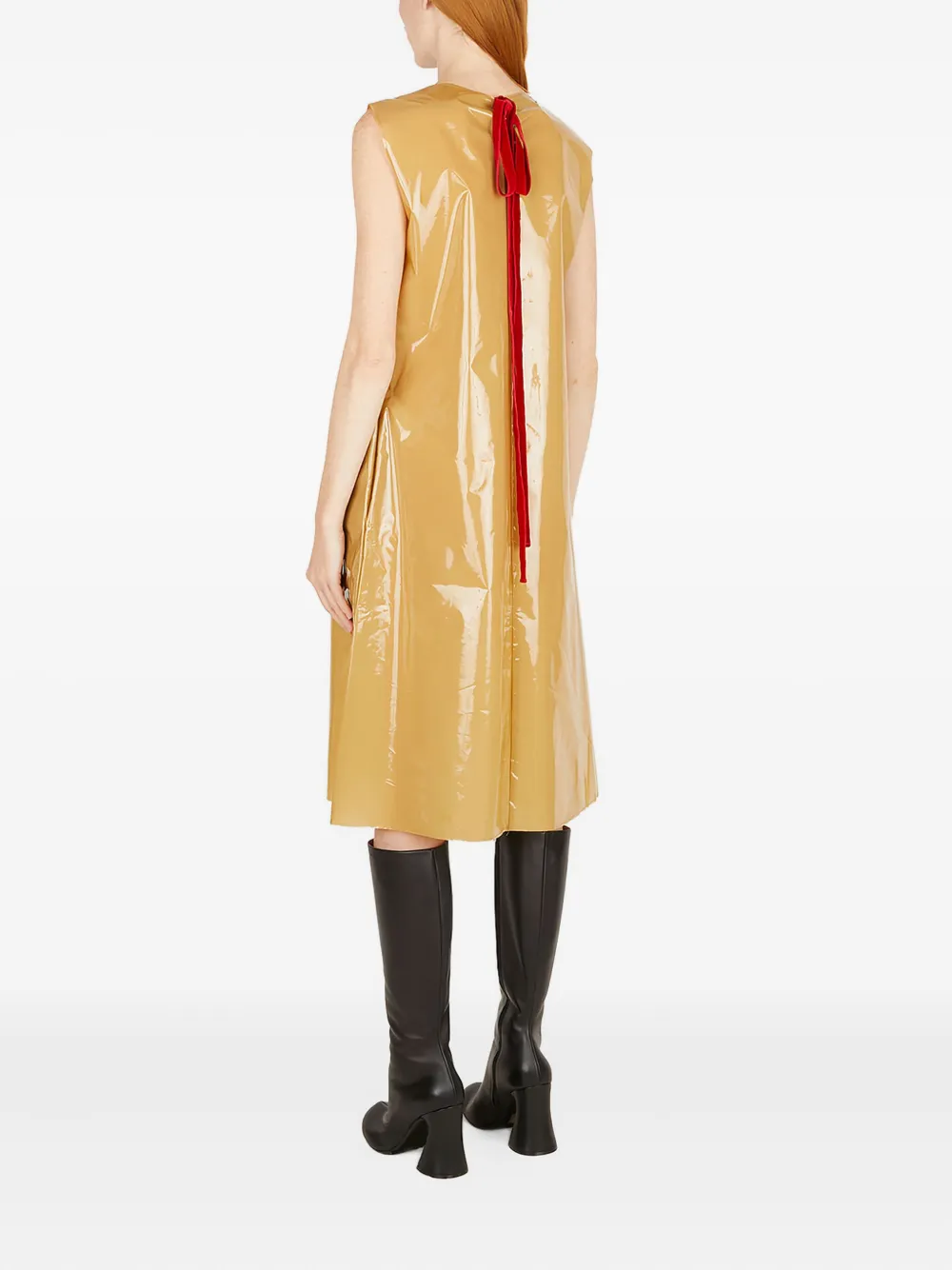 Raf Simons Logo-patch Sleeveless Midi Dress In Gold