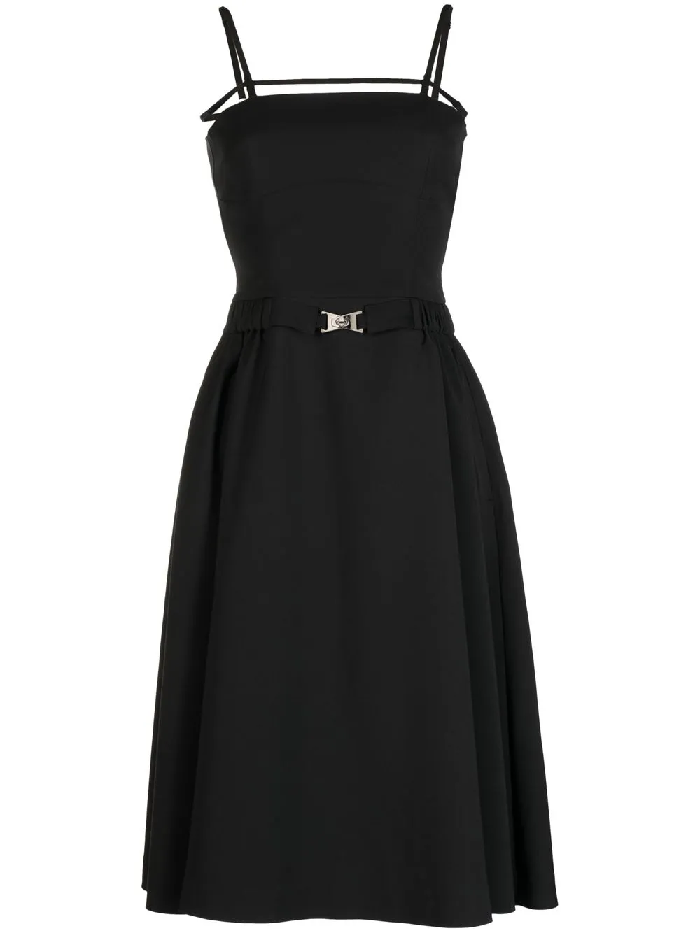 

J Koo flared belted midi dress - Black