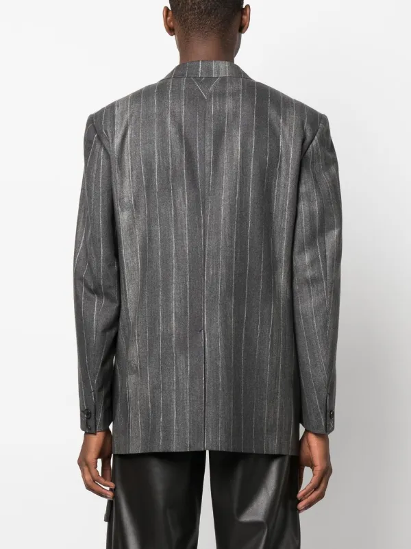 Versace Pinstripe single-breasted Blazer | Grey | FARFETCH