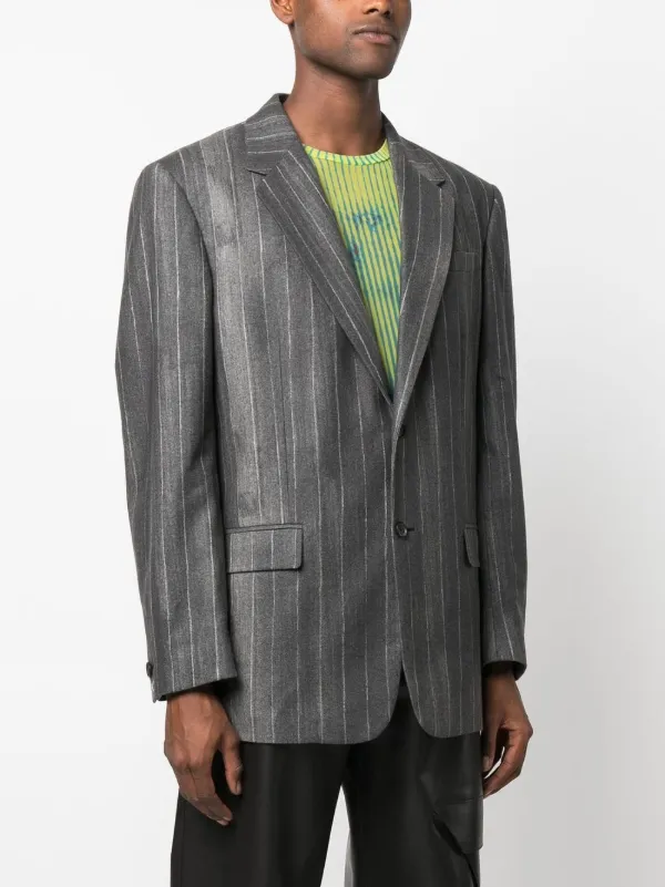 Versace Pinstripe single-breasted Blazer | Grey | FARFETCH