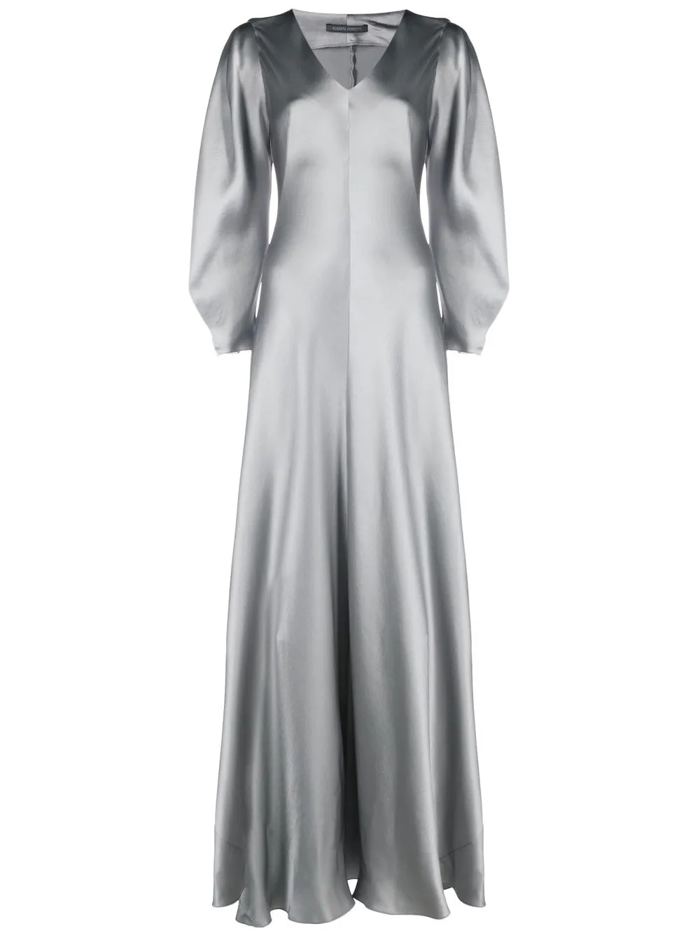 Alberta Ferretti satin long-sleeve gown - Grey
