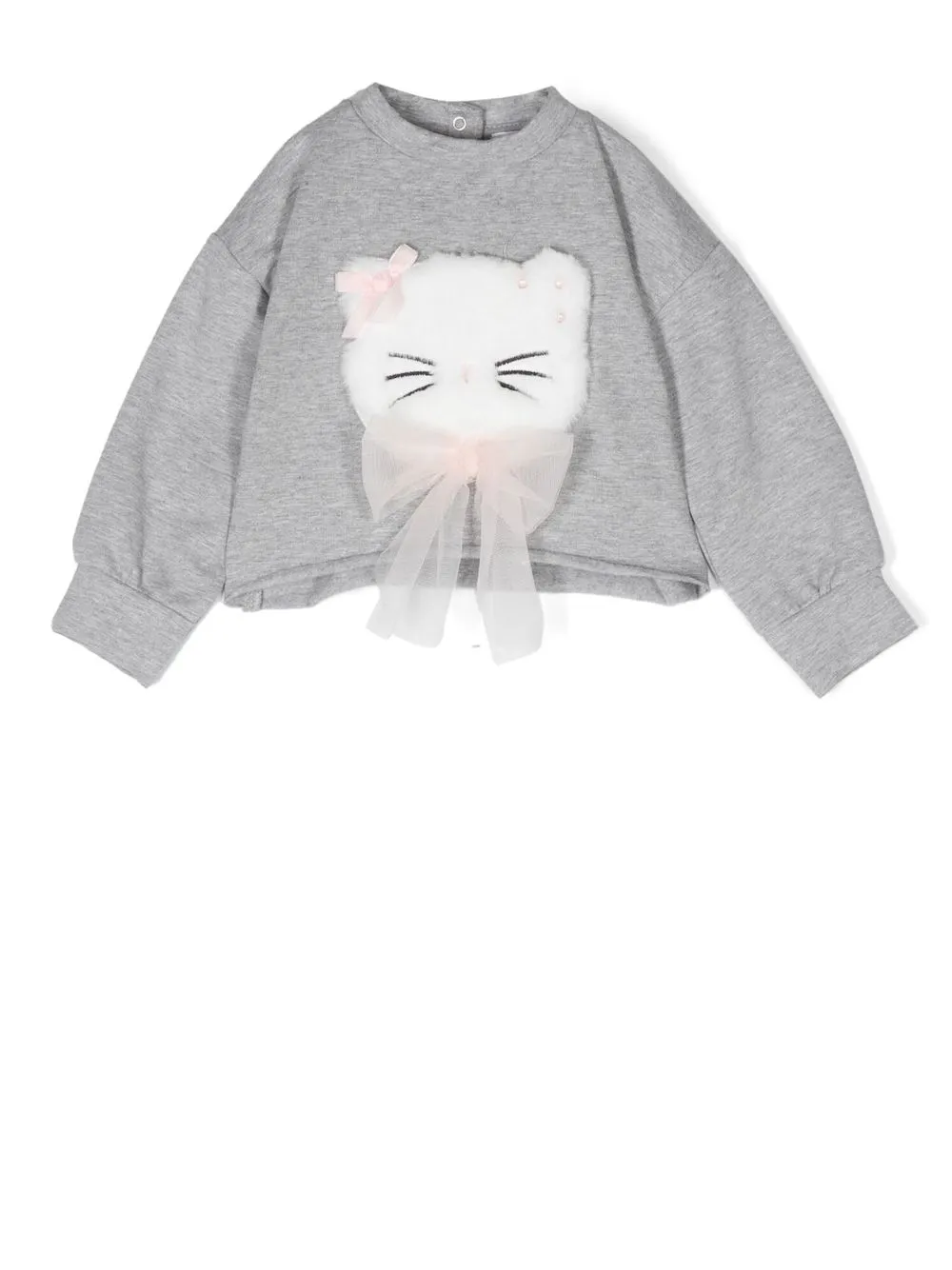 

Miss Grant Kids sudadera con aplique de gato - Gris