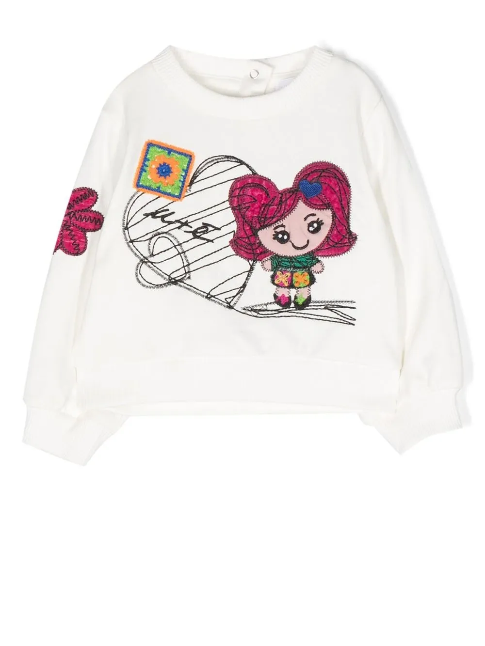 

Miss Grant Kids logo-embroidered appliqué-detail sweatshirt - White