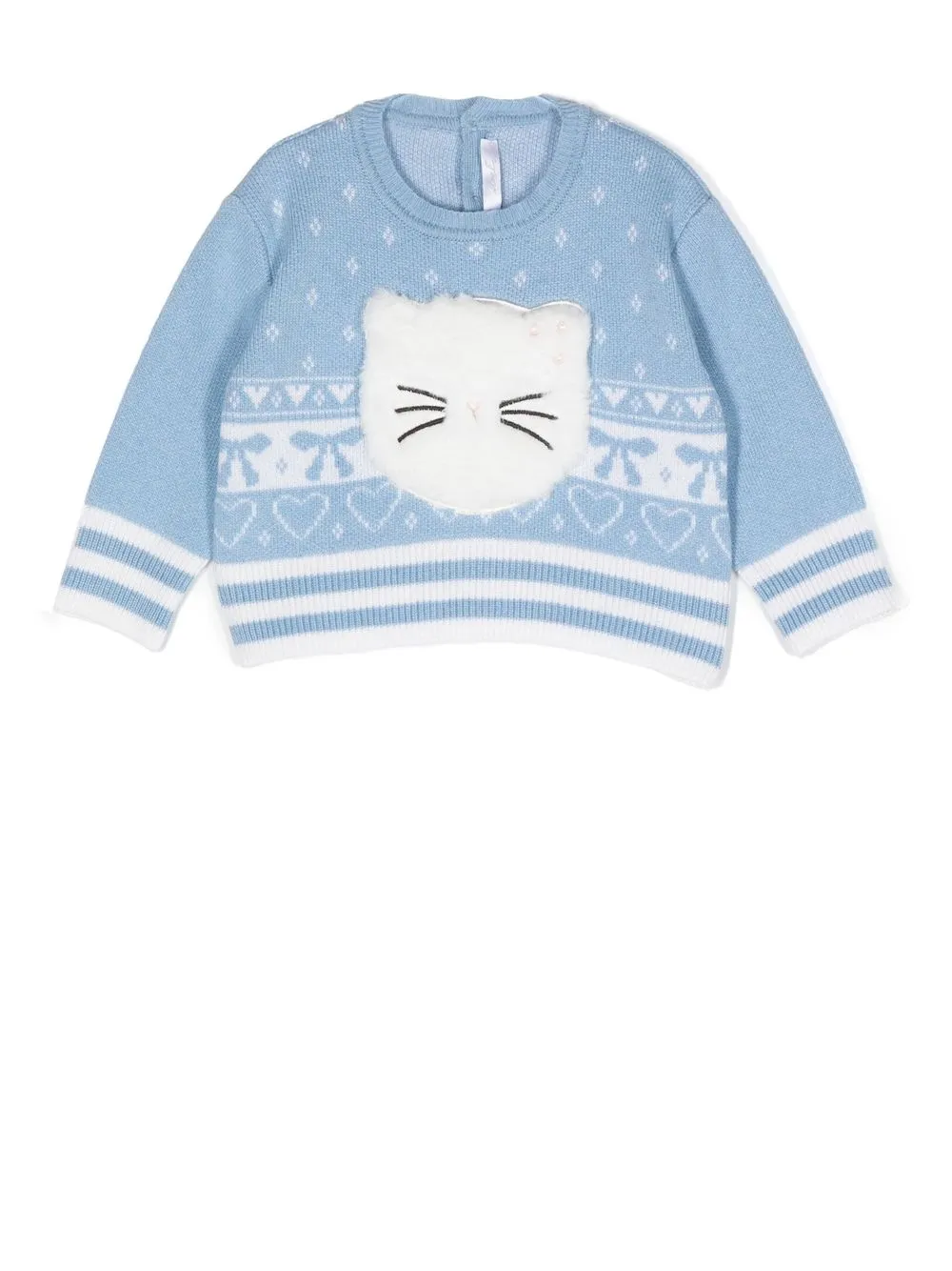 

Miss Grant Kids cat-appliqué intarsia-knit jumper - Blue