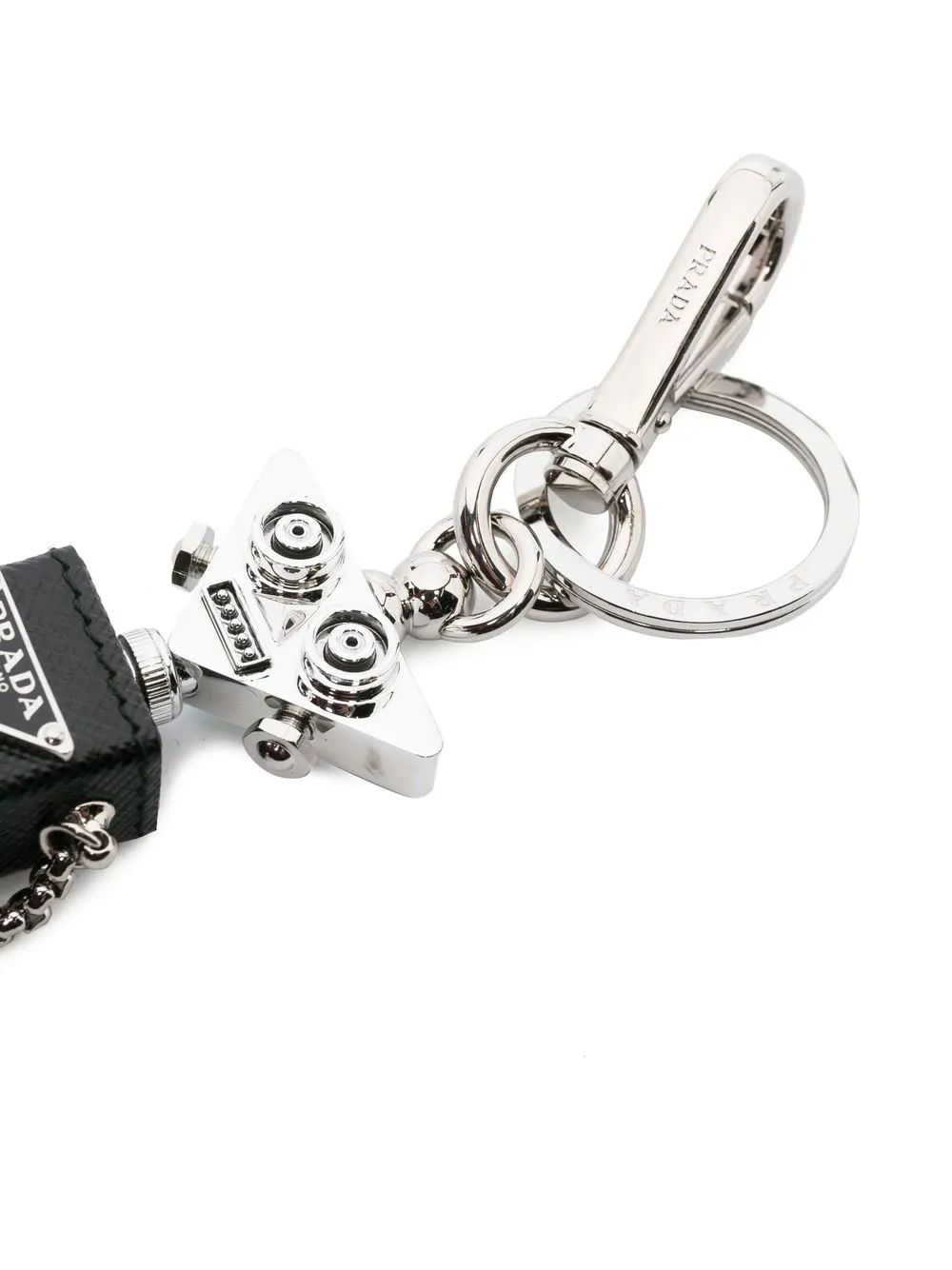 Prada Sleutelhanger met logoplakkaat - Zilver