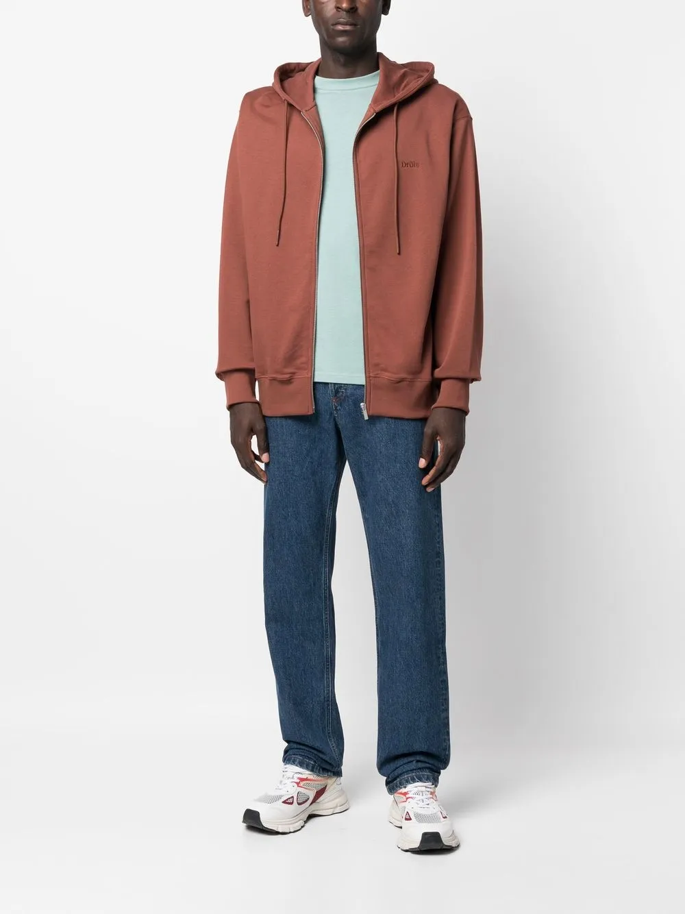 Drôle De Monsieur Hoodie met geborduurd logo - Bruin