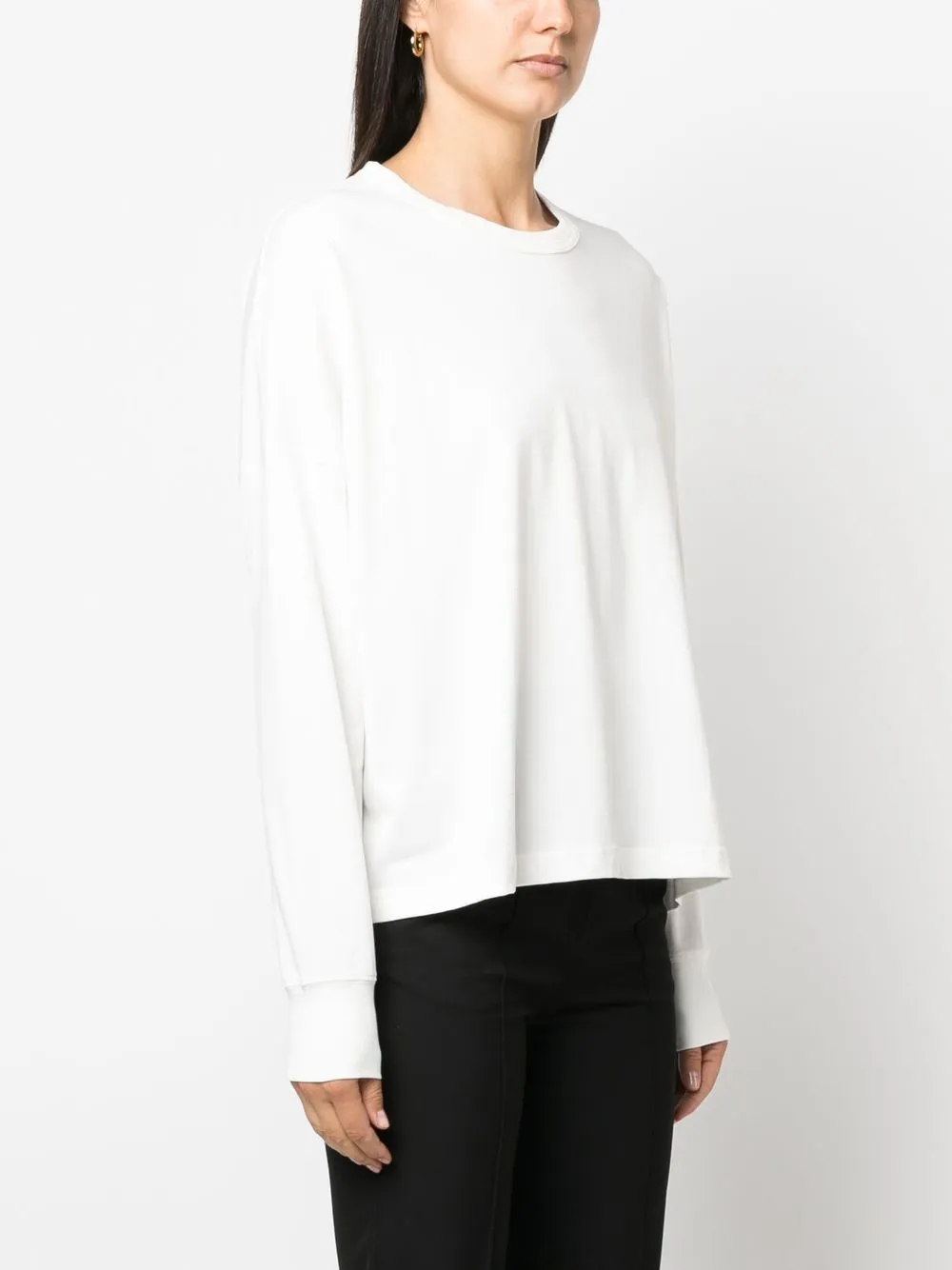 Studio Nicholson Long Sleeve Knit T-shirt With Crew Neck In White