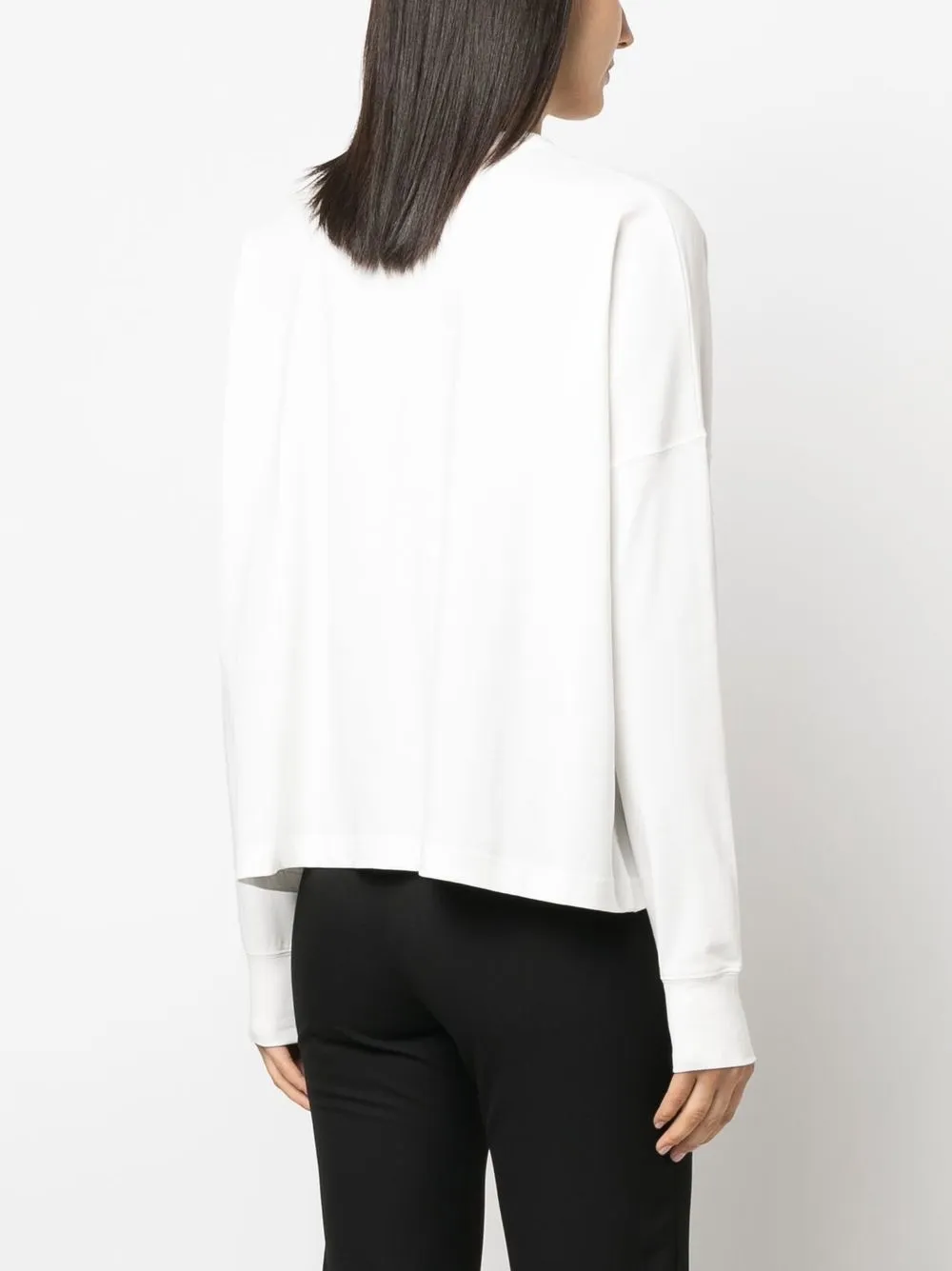 Studio Nicholson Long Sleeve Knit T-shirt With Crew Neck In White