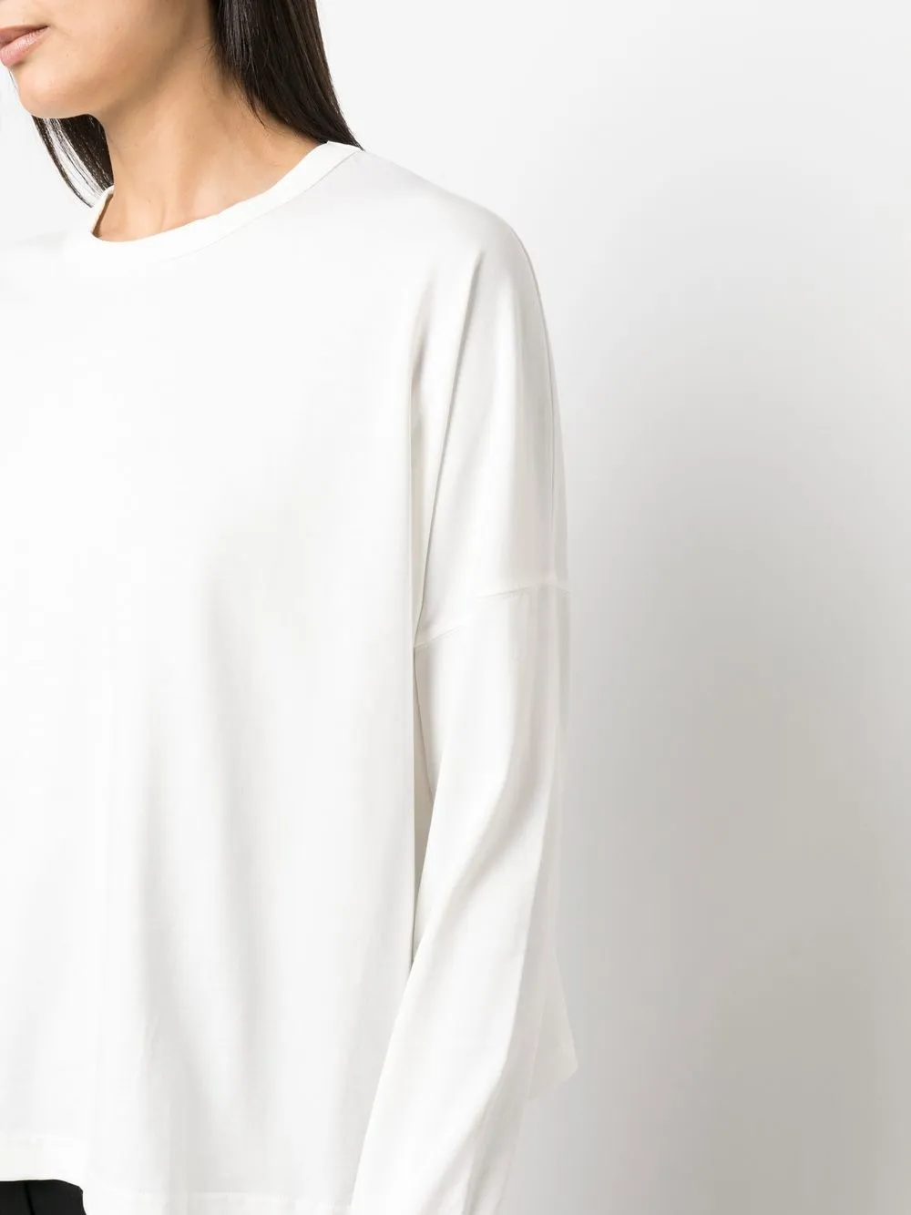 Studio Nicholson Long Sleeve Knit T-shirt With Crew Neck In White
