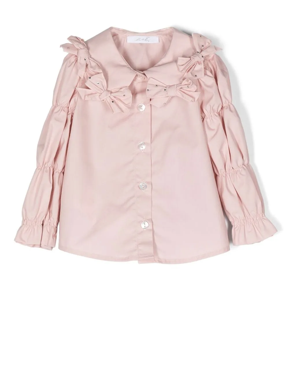 Miss Grant Kids embellished bow-detail shirt - Pink