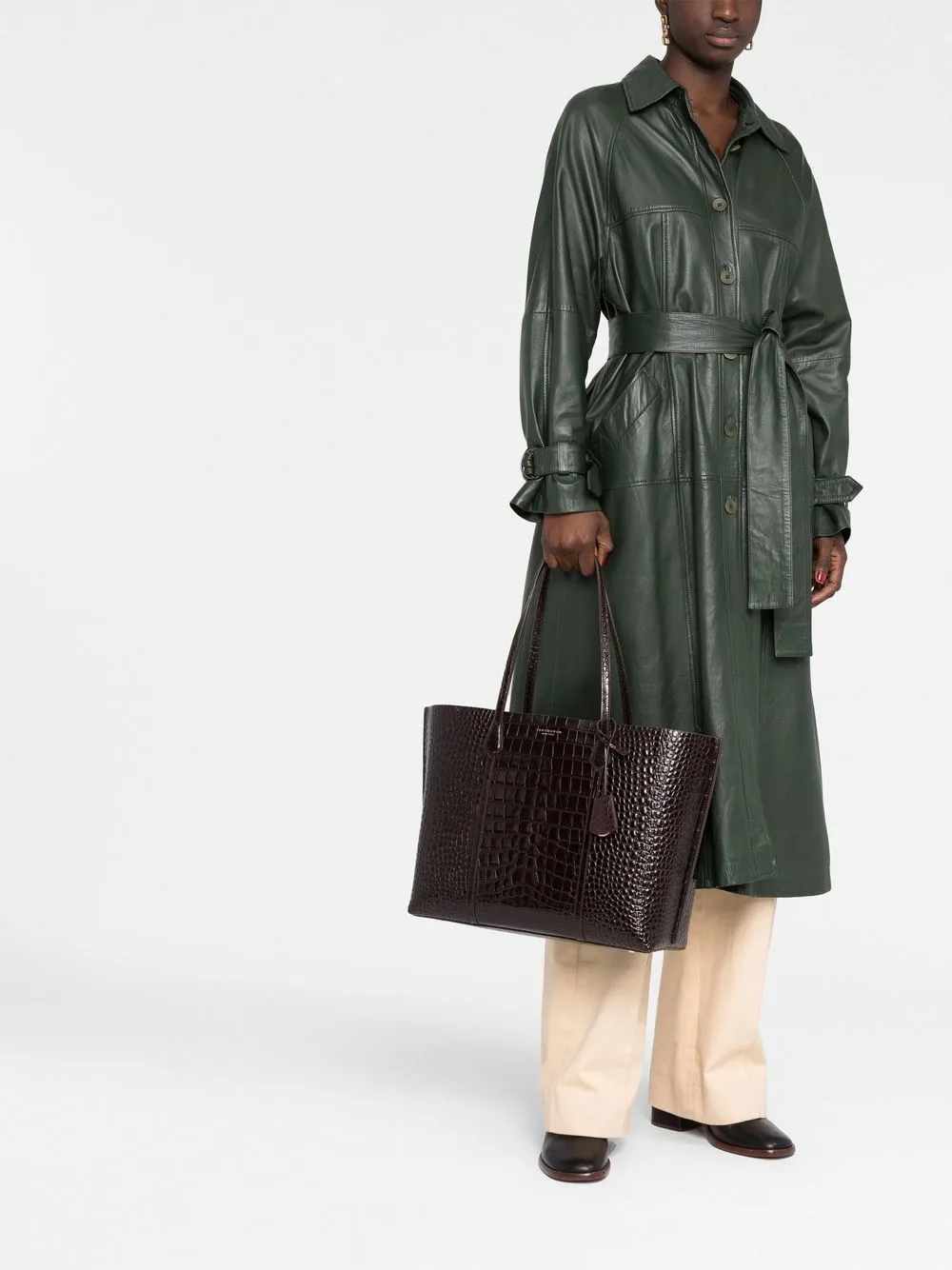 Tory Burch Schoudertas met krokodillenleer-effect - Bruin