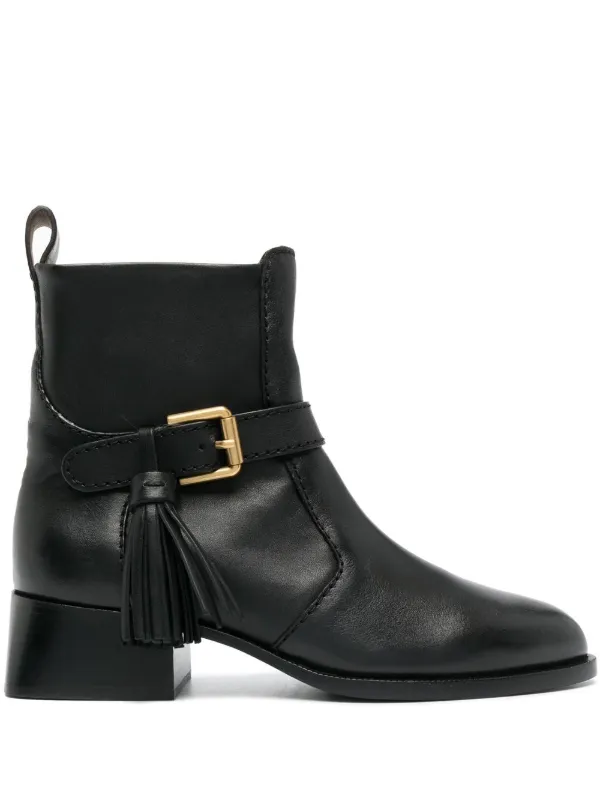 See By Chloe tassel detail 40mm Leather Boots Black FARFETCH GH